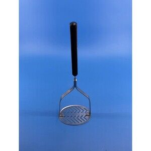 Vintage Ecko Flint Stainless Steel Potato Masher Black Handle USA Full Tang